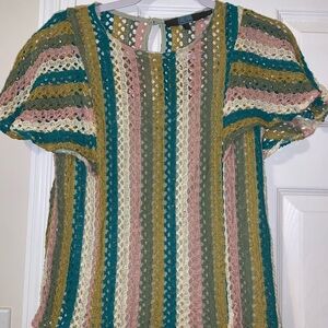 Eva Franco Colorful Crochet Knit Top